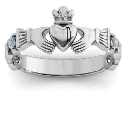 Infinity Claddagh With Side Stones Ring - Handmade By AOL Special