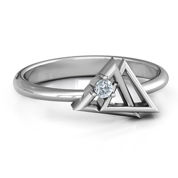 Interlocked Triangle Geometric Ring - Handmade By AOL Special