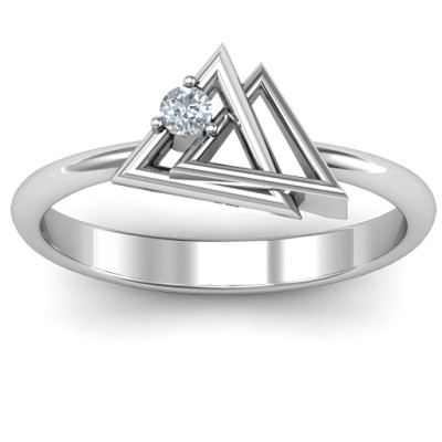 Interlocked Triangle Geometric Ring - Handmade By AOL Special