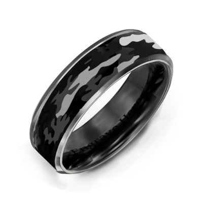 Men's Black Camouflage Tungsten Ring - Handmade By AOL Special