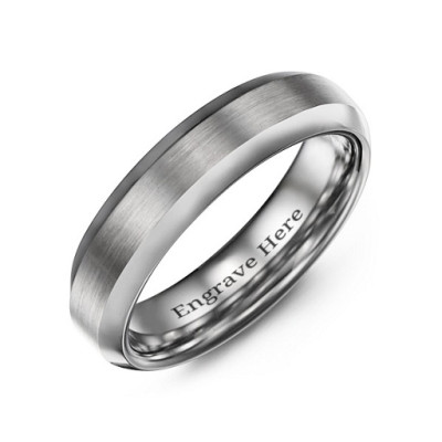 Men's Brushed Centre Polished Tungsten Ring - Handmade By AOL Special