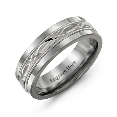 Men's Cut Out XO Centre Tungsten Band Ring - Handmade By AOL Special