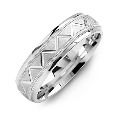Men's Milgrain Ring with Zig-Zag Pattern - Handmade By AOL Special
