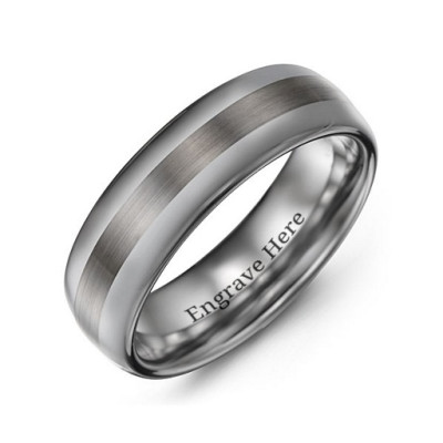 Men's Polished Brushed Centre Tungsten Ring - Handmade By AOL Special