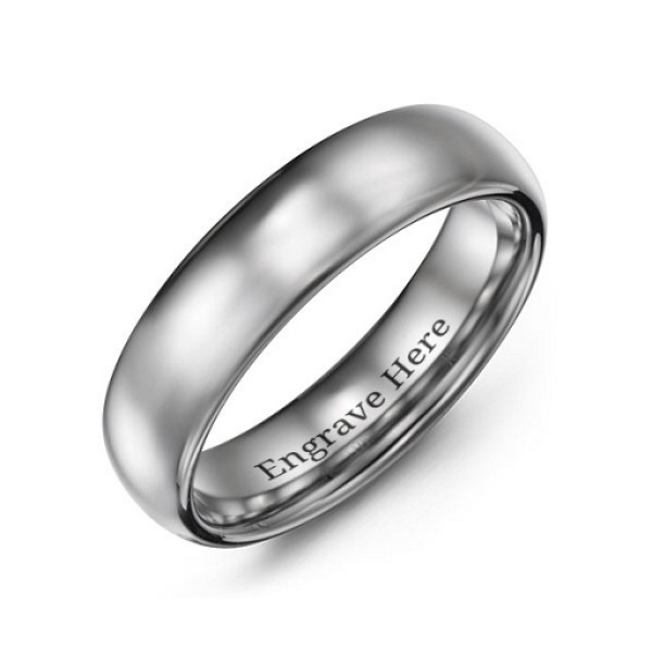 Men's Polished Tungsten Dome 6mm Ring - Handmade By AOL Special