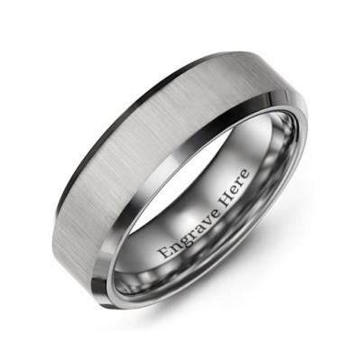 Men's Satin Finish Centre Polished Tungsten Ring - Handmade By AOL Special