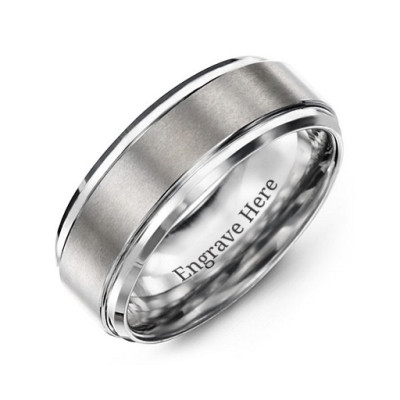 Men's Tungsten Brushed Centre Ring - Handmade By AOL Special