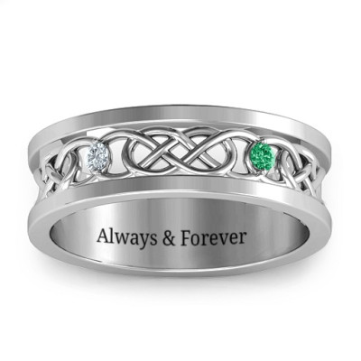 Men's Two-Stone Interwoven Infinity Band - Handmade By AOL Special