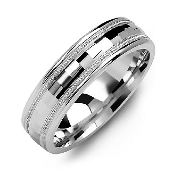 Milgrain Men's Ring with Baguette-Cut Centre - Handmade By AOL Special