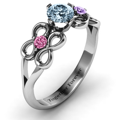 Quad Infinity Ring with Centre stone and Dual Accent Ring - Handmade By AOL Special