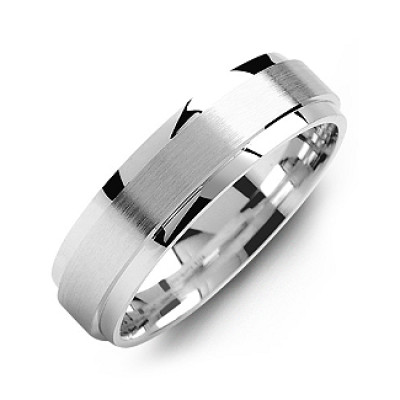Raised Brush Centre Flat Polished Edges Men's Ring - Handmade By AOL Special