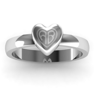 Small Engraved Monogram Heart Ring - Handmade By AOL Special