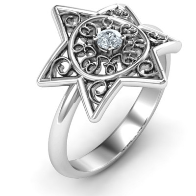 Star of David with Filigree Ring - Handmade By AOL Special