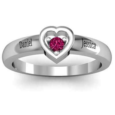Sterling Silver Solitaire Heart Ring - Handmade By AOL Special