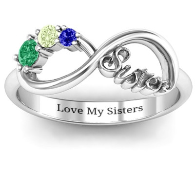 Sterling Silver 2-4 Stone Sisters Infinity Ring - Handmade By AOL Special