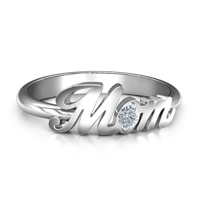Sterling Silver All About Mom Birthstone Ring - Handmade By AOL Special