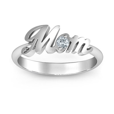 Sterling Silver All About Mom Birthstone Ring - Handmade By AOL Special