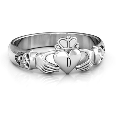 Sterling Silver Celtic Knotted Claddagh Ring - Handmade By AOL Special