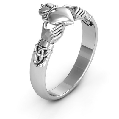 Sterling Silver Celtic Knotted Claddagh Ring - Handmade By AOL Special