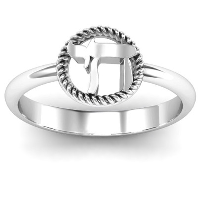 Sterling Silver Chai with Braided Halo Ring - Handmade By AOL Special