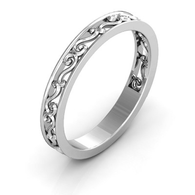 Sterling Silver Filigree Band Ring - Handmade By AOL Special