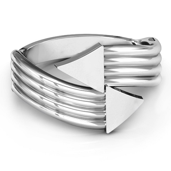Sterling Silver Geometric Arrows and Triangles Bypass Ring - Handmade By AOL Special