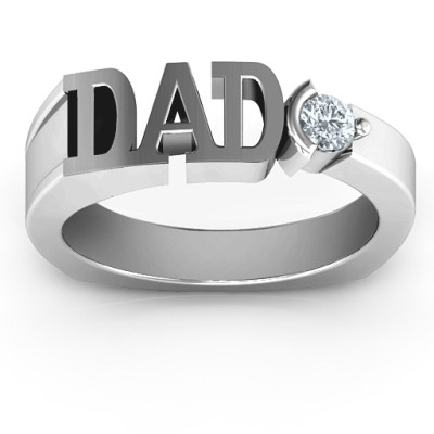 Sterling Silver Greatest Dad Birthstone Men's Ring with Peridot (Simulated) Stone - Handmade By AOL Special