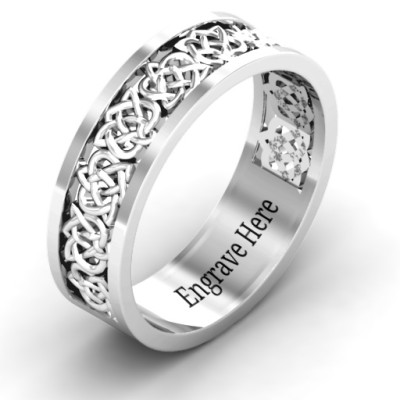 Sterling Silver Half Eternity Celtic Ring - Handmade By AOL Special