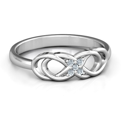 Sterling Silver Infinity Knot Ring with Accents - Handmade By AOL Special