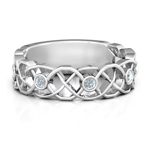 Sterling Silver Intertwined Love Band Ring - Handmade By AOL Special