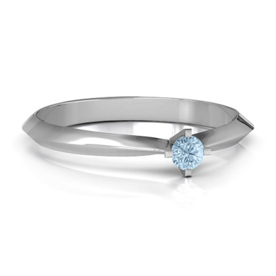 Sterling Silver Knife Edge Solitaire Ring - Handmade By AOL Special
