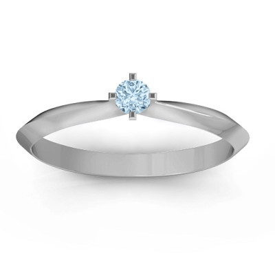 Sterling Silver Knife Edge Solitaire Ring - Handmade By AOL Special