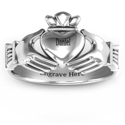 Sterling Silver Men's Classic Celtic Claddagh Ring - Handmade By AOL Special