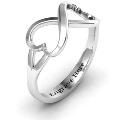 Sterling Silver Simple Double Heart Infinity Ring - Handmade By AOL Special