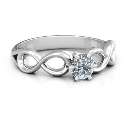 Sterling Silver Solitaire Infinity Ring - Handmade By AOL Special
