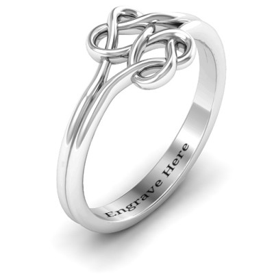Sterling Silver Tangled Hearts Infinity Ring - Handmade By AOL Special