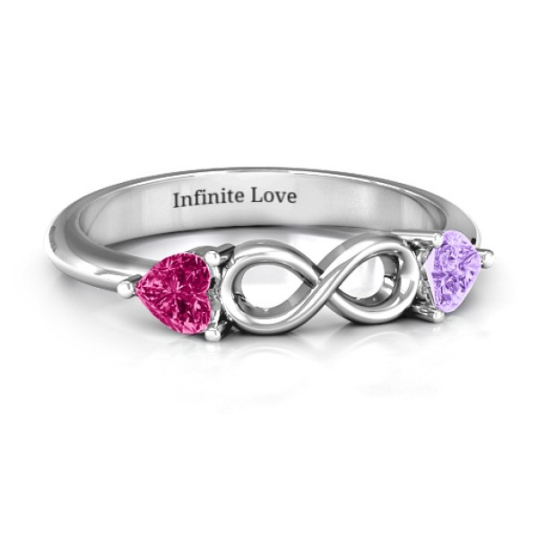 Sterling Silver Two Hearts to Infinity Ring - Handmade By AOL Special