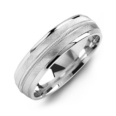 Textured Men's Ring with Centre Milgrain Detail - Handmade By AOL Special