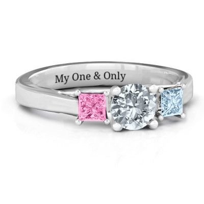 Three Stone Eternity with Princess Accents Ring - Handmade By AOL Special