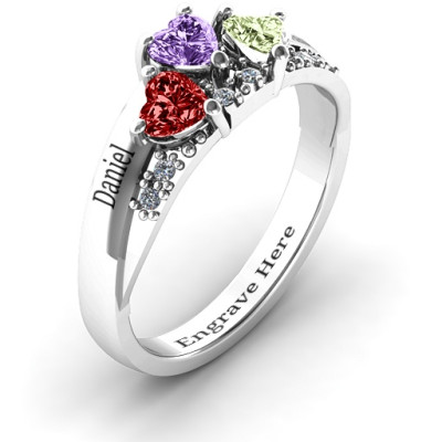 Tripartite Heart Gemstone Ring with Accents - Handmade By AOL Special