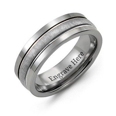 Tungsten Men's Brushed Centre Tungsten Band Ring - Handmade By AOL Special