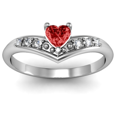 V-Accented Heart Ring - Handmade By AOL Special
