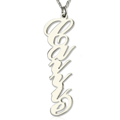 Solid White Gold 18ct Personalized Vertical Carrie Style Name Necklace - Handmade By AOL Special