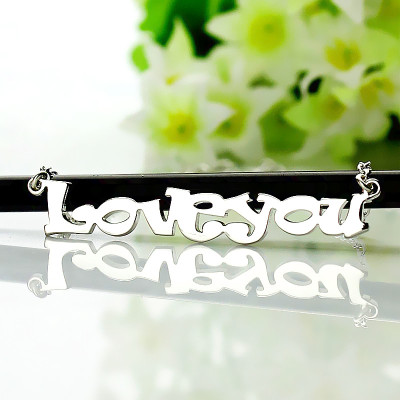 Cute Cartoon Ravie Font 18ct White Gold Plated Name Necklace - Handmade By AOL Special