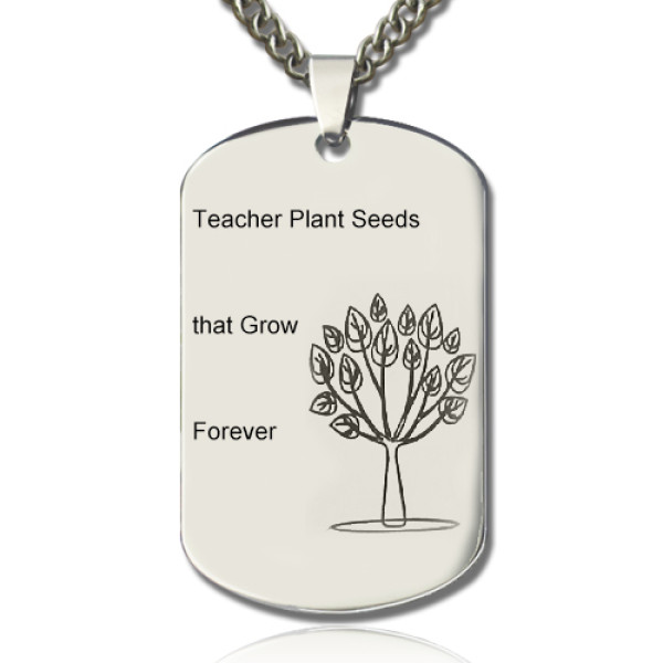 Man's Dog Tag Tree Name Necklace - Handmade By AOL Special
