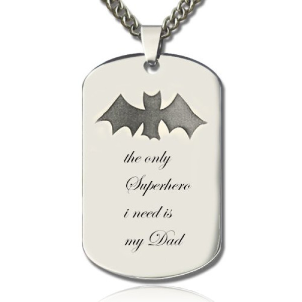 Man's Dog Tag Bat Name Necklace - Handmade By AOL Special