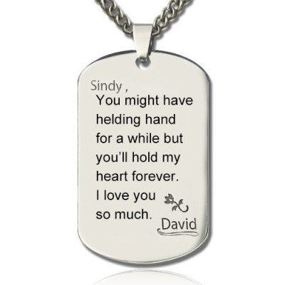 Man's Dog Tag Love and Family Theme Name Necklace - Handmade By AOL Special