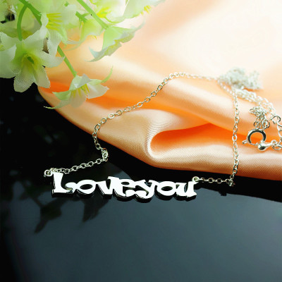 Cute Cartoon Ravie Font 18ct White Gold Plated Name Necklace - Handmade By AOL Special