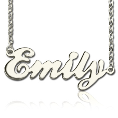 Cursive Script Name Necklace 18ct Solid White Gold - Handmade By AOL Special