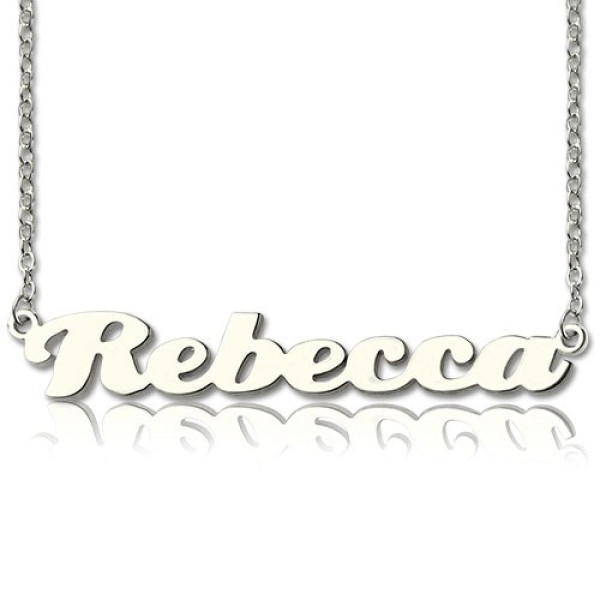 Personalized Sterling Silver Puff Font Namplate Necklace - Handmade By AOL Special